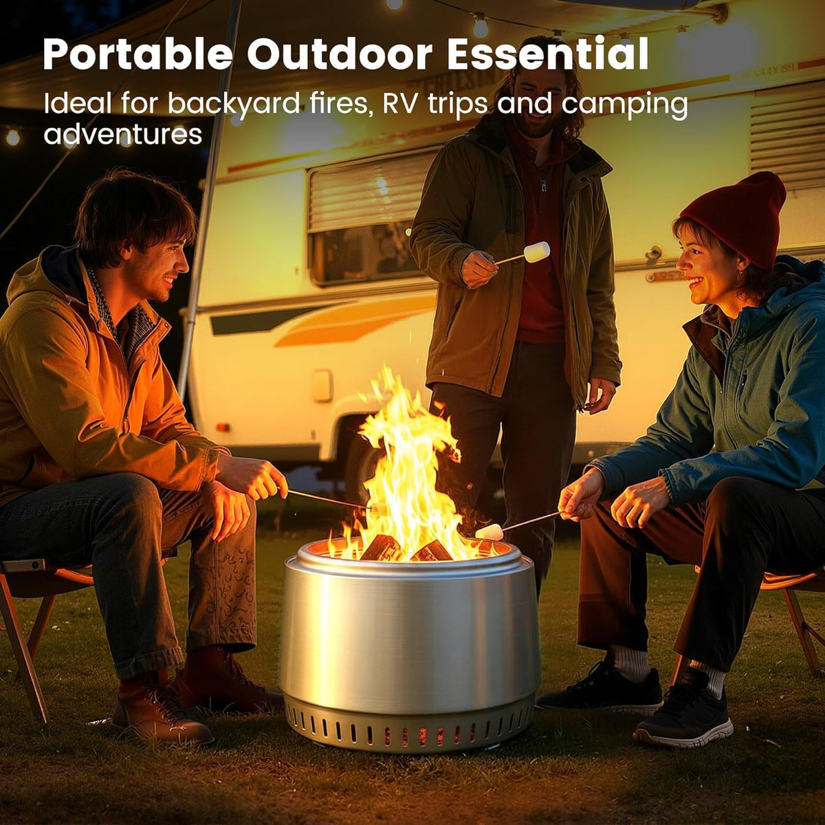 Outdoor Smokeless Fire Pit Stainless Steel Wood Burning Firepit