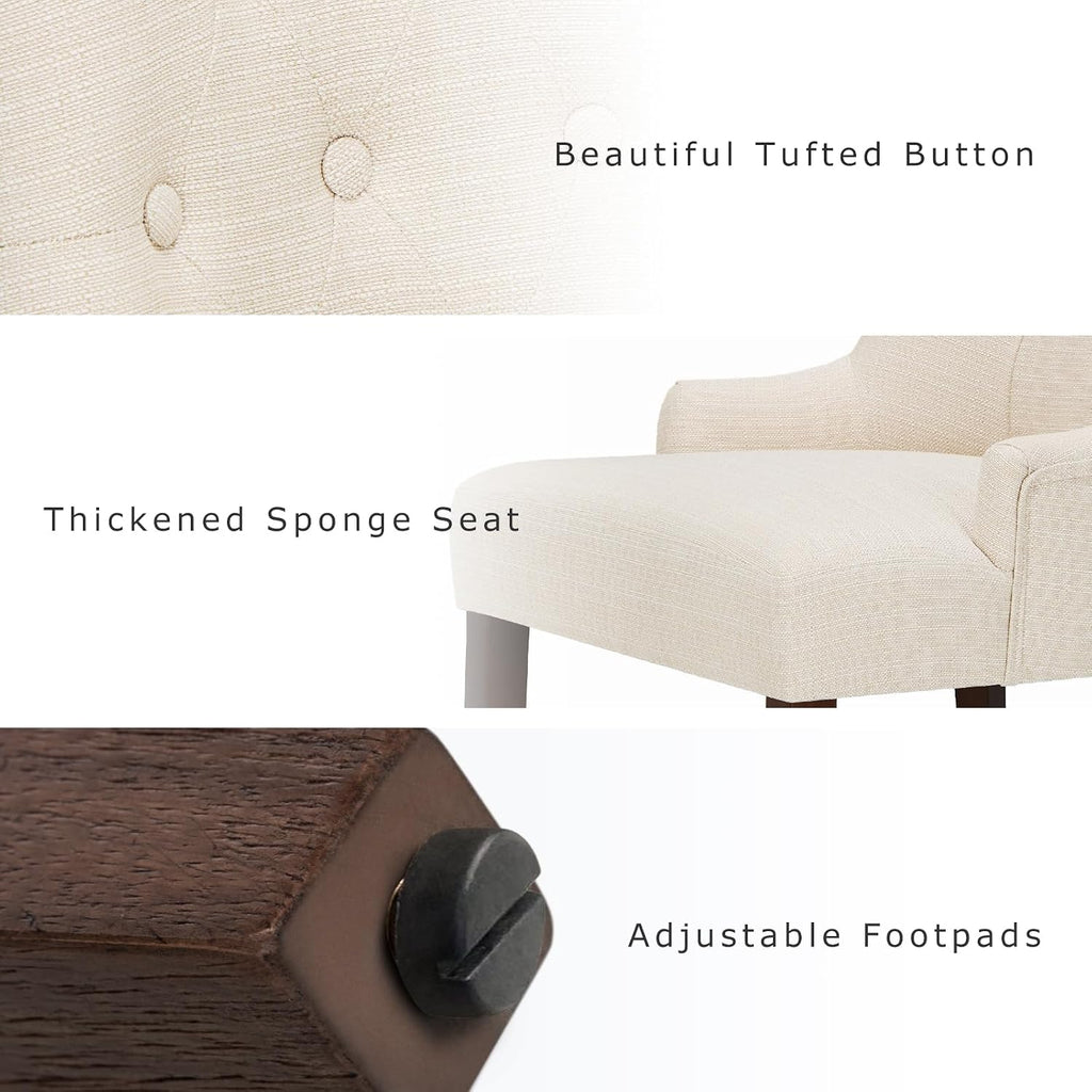COLAMY Wingback Upholstered Dining Chairs Set of 2, Fabric Side Dining Room Chairs with Tufted Button, Living Room Chairs for Home Kitchen Resturant- Beige