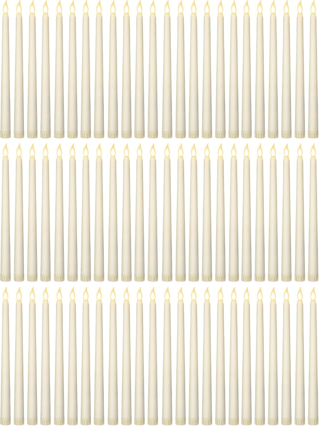 Treela 72 Pcs Flameless LED Taper Candles Bulk 11 Inch,Classic,Ivory
