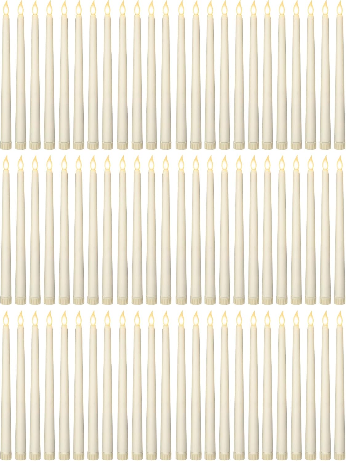 Treela 72 Pcs Flameless LED Taper Candles Bulk 11 Inch,Classic,Ivory