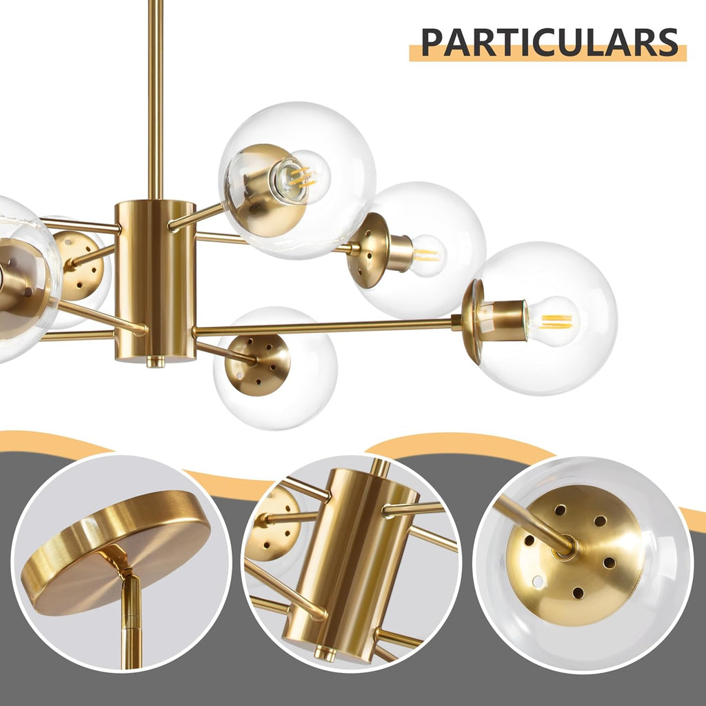 bagood 8-light globe sputnik chandelier modern gold sputnik, package contents
