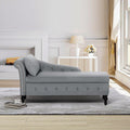 Velvet Chaise Lounge w/Left Armrest & Storage Space, Grey