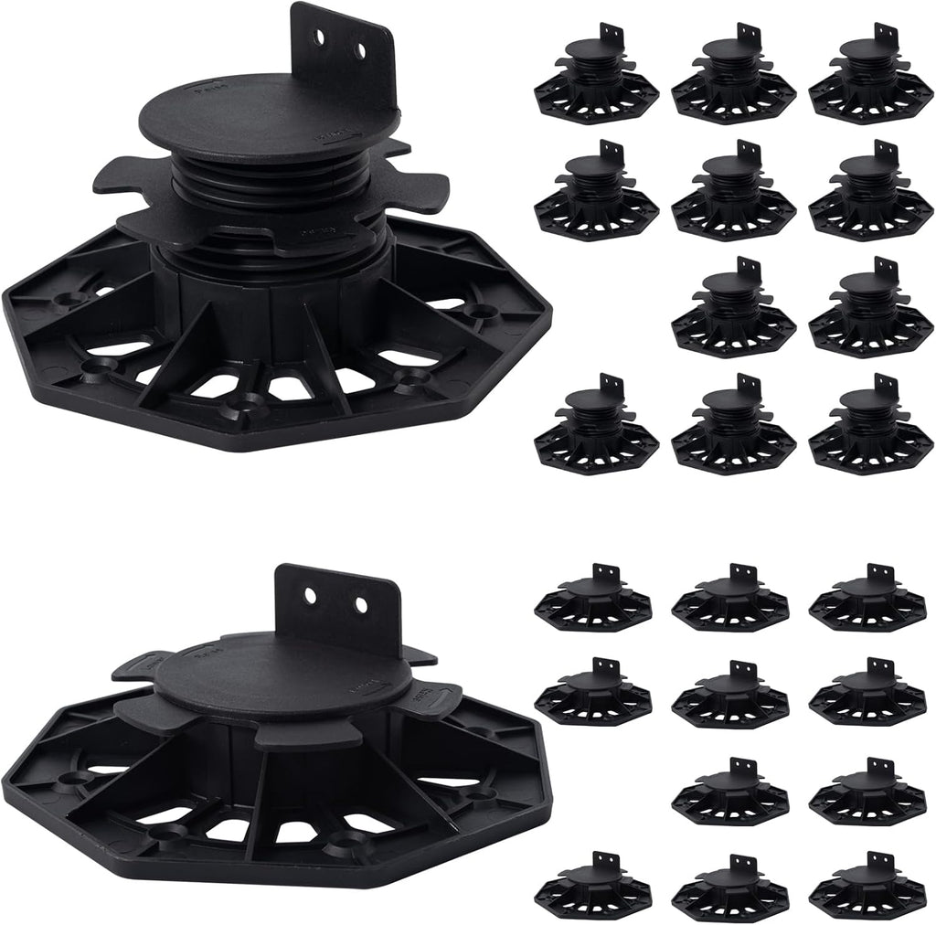24Pack Adjustable Plastic Pedestal Paver,Floor Slate Support Floor Lift,Deck Support Floor Raising (Unilateral keel Slot)