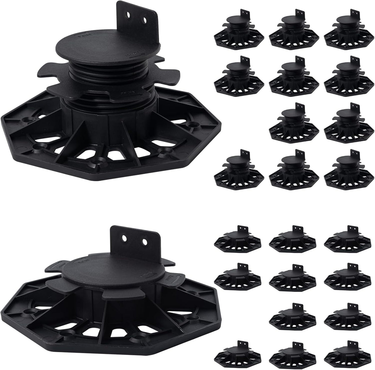 24Pack Adjustable Plastic Pedestal Paver,Floor Slate Support Floor Lift,Deck Support Floor Raising (Unilateral keel Slot)