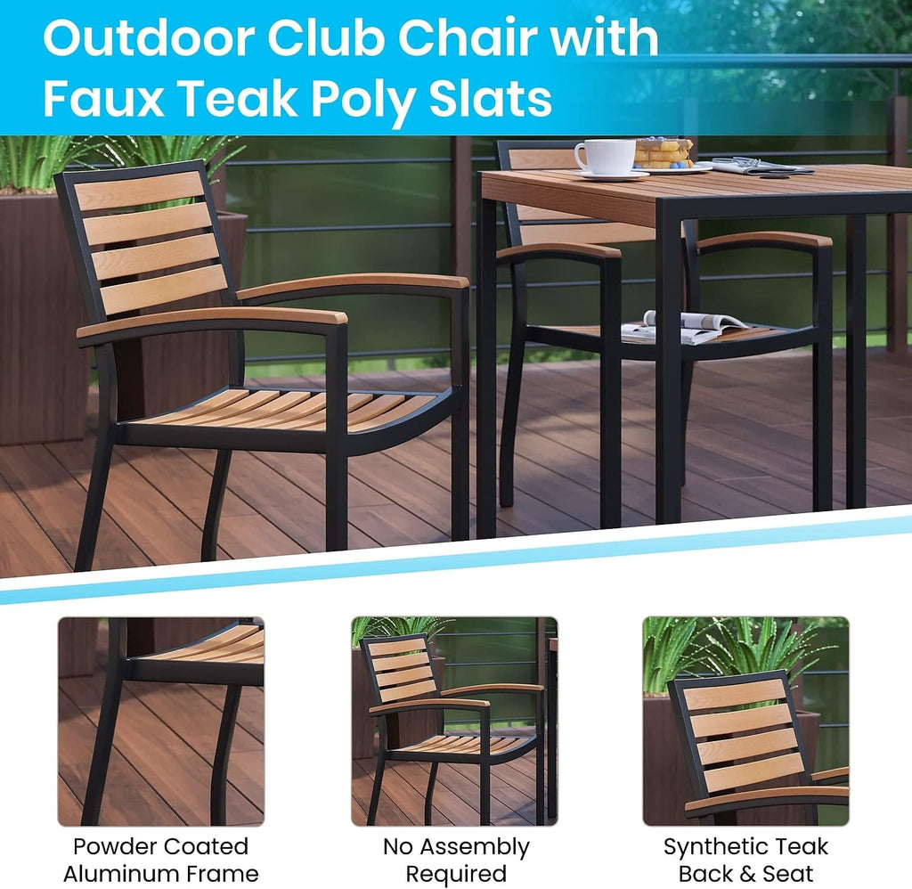 Flash Furniture Commercial Aluminum Stackable Side Chair, Black, 4-Pack