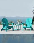 Folding Adirondack Chairs Set of 2, HDPE Outdoor Chair with 2 Cup Holders