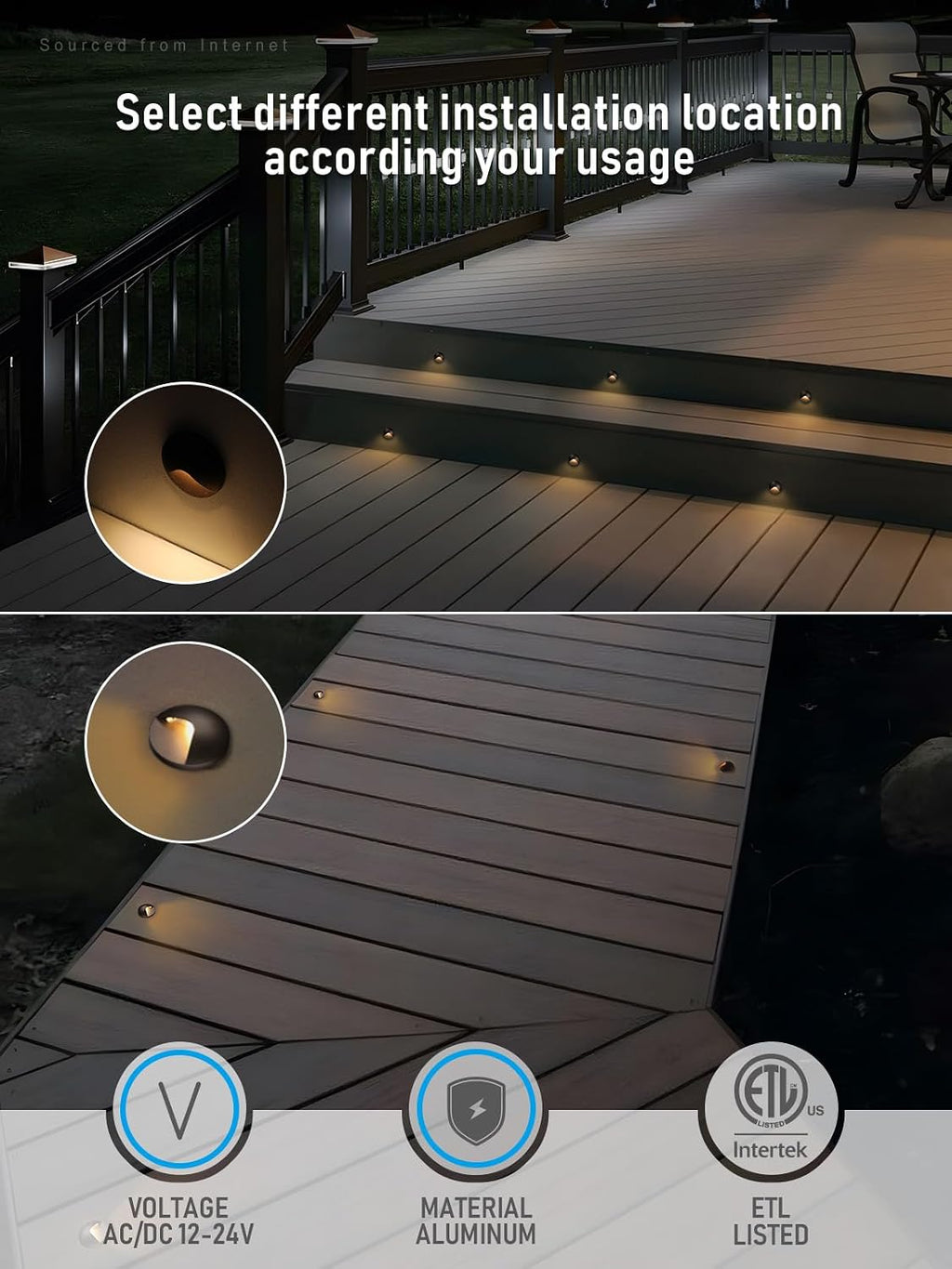 leonlite 12-pack recessed low voltage led deck light shown in use