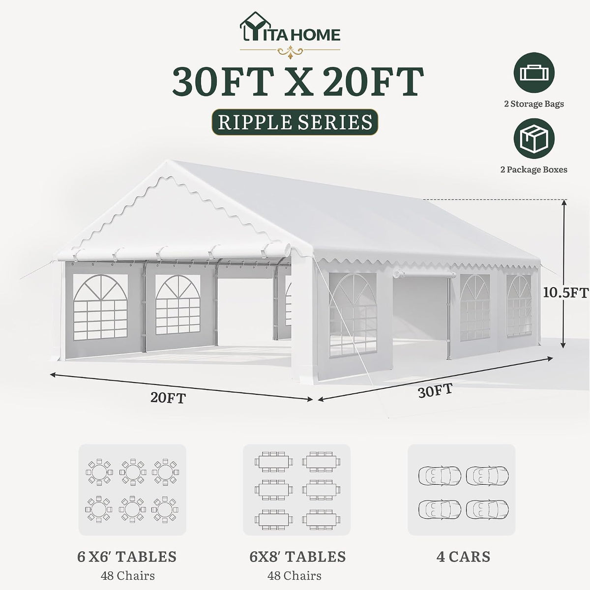 YITAHOME 20x30FT Party Tent Ripple Series carpa para Fiestas