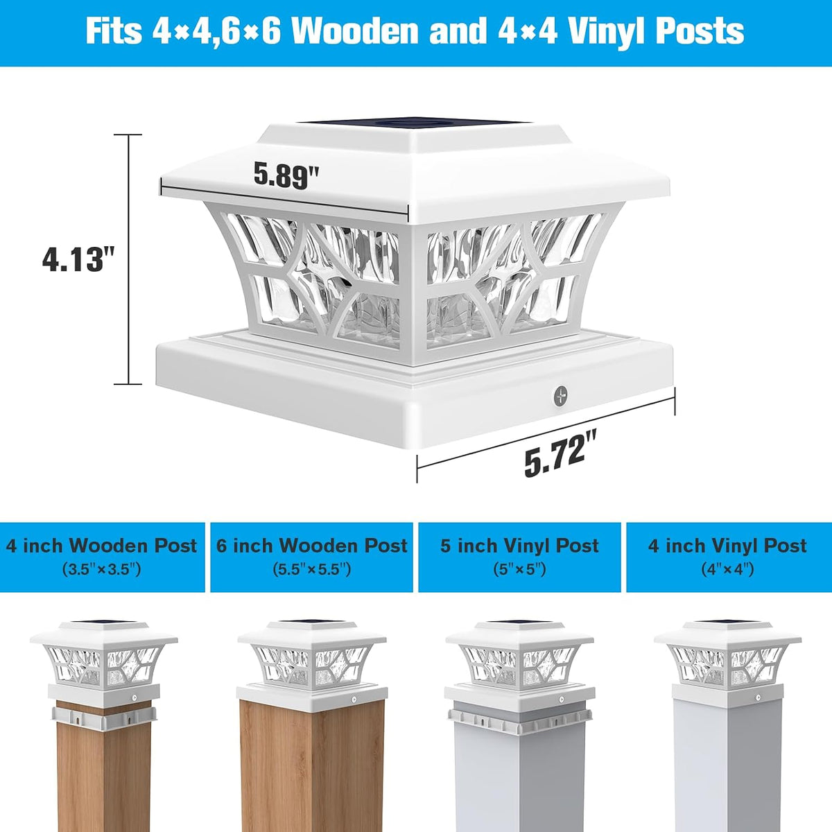 VOLISUN Solar Fence Post Cap Lights, Cool/Warm Modes Outdoor 4Pack, White