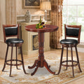 ERGOMASTER 3-Piece Dining Table Set for 2, Compact Round Table with Swivel Bar Stools, Retro Style Kitchen and Dining Room Furniture for Small Spaces, Rectangle Back