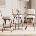 MALOL 26“ PU Leather Swivel Bar Stools Set of 3, Beige