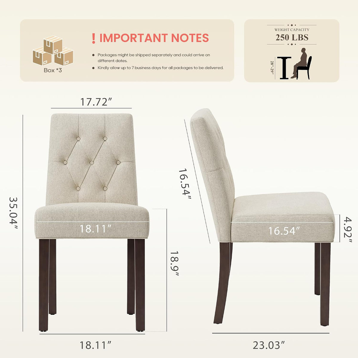 Upholstered Dining Chairs Set of 6 - Modern Parsons Chairs