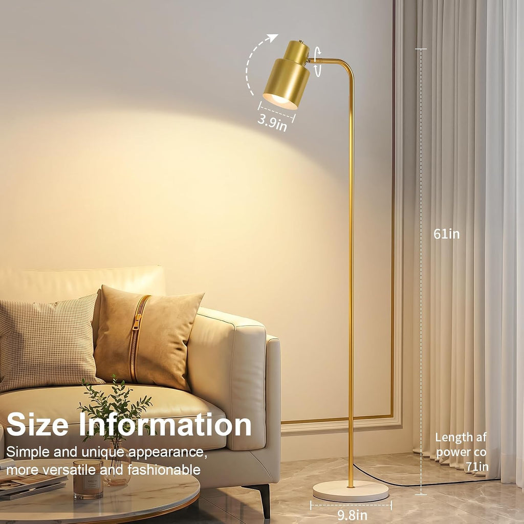 Modern Minimalist Gold Floor Lamp with Three Color Dimming Bulb