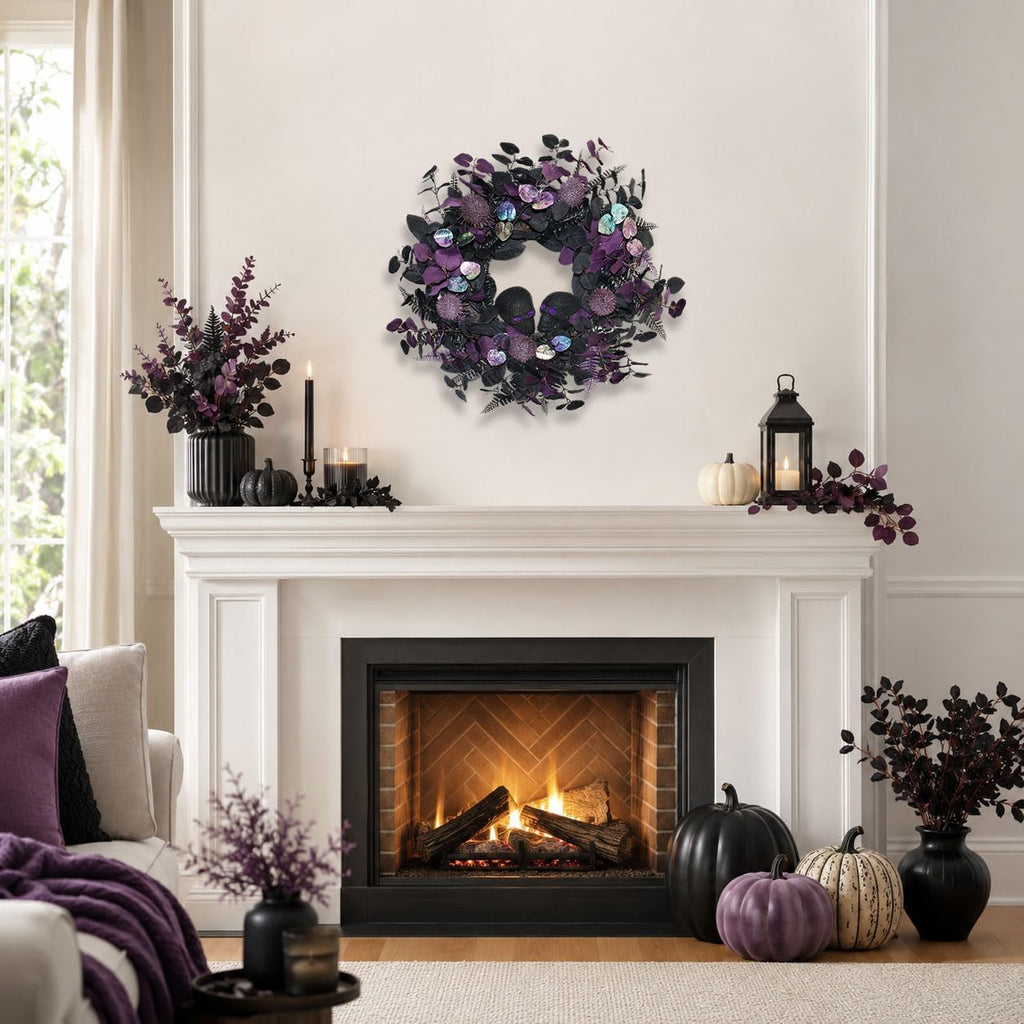 22" Prelit Halloween Wreaths for Front Door with 40 LEDs