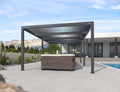 PURPLE LEAF Louvered Pergola 12' x 20' 94AS w/ 1W Side Shutter Wall Gray