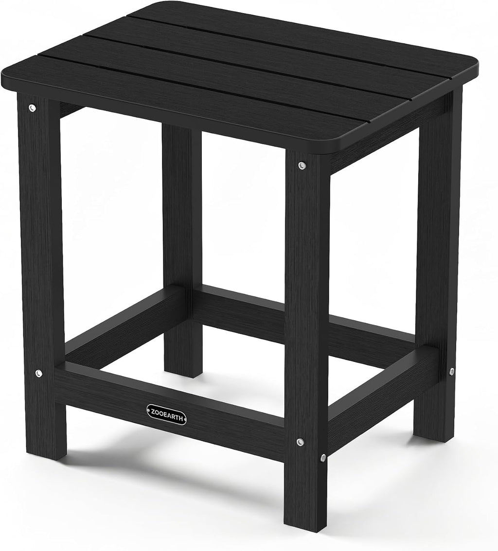 Square Outdoor Side Table, Patio End Table for Adirondack Chair, Black