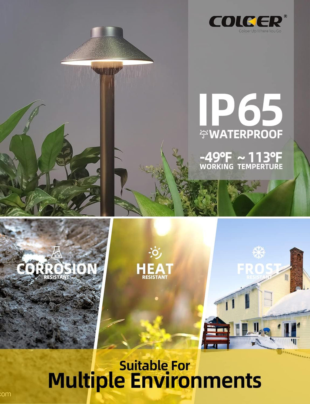 COLOER Brass Low Voltage Pathway Lights 4-Pack with 3W LED G4 Bulb (602B)