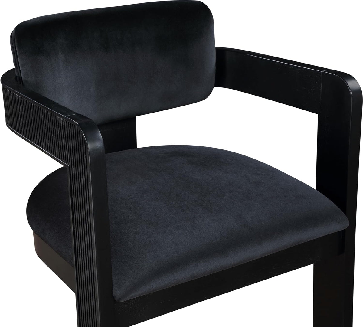 Meridian Furniture Sacha Velvet/Rubberwood Dining Chair, Black, Set of 2