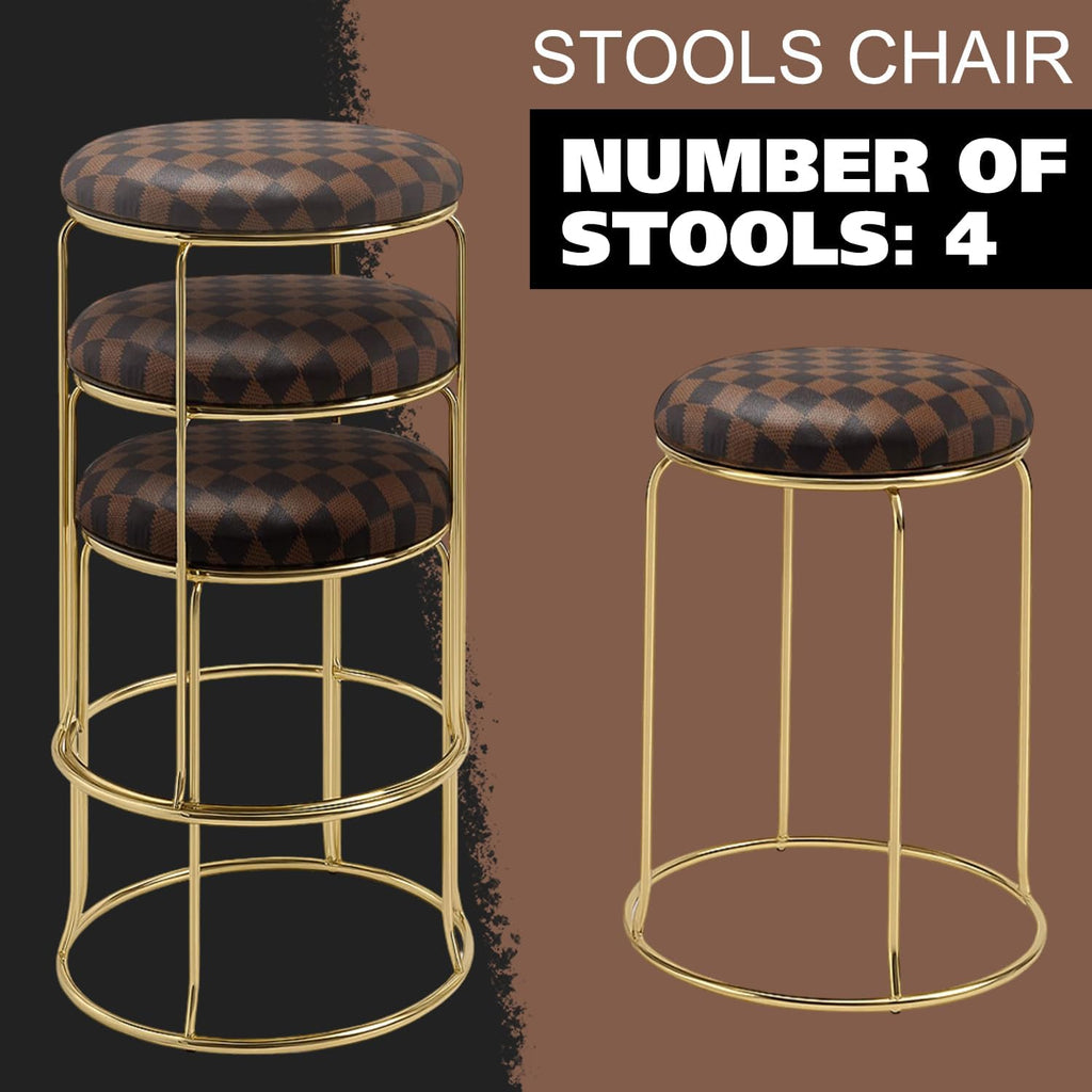 kings brand furniture 4-pack stack stools, upholstered w/metal showing dimensions