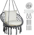 JoyView Macrame Hammock Chair, Hanging Chair with 2 Cushions, Hardware Kit