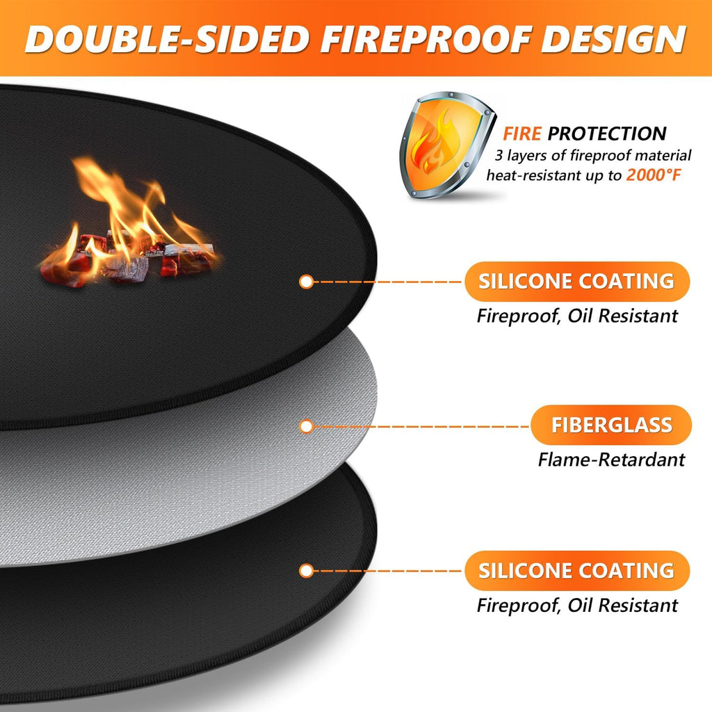 59" Fire Pit Mat for Solo Stove Bonfire, Double-Sided Fireproof Under Grill Mat Deck Patio Protector Pad, Round BBQ Mat for Solo Stove Accessories, Easy to Clean, Reusable