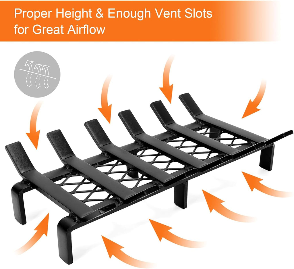 WILLOW WEAVE Fireplace Grate 17 inch with Ember Retainer, Wood Stove Grate