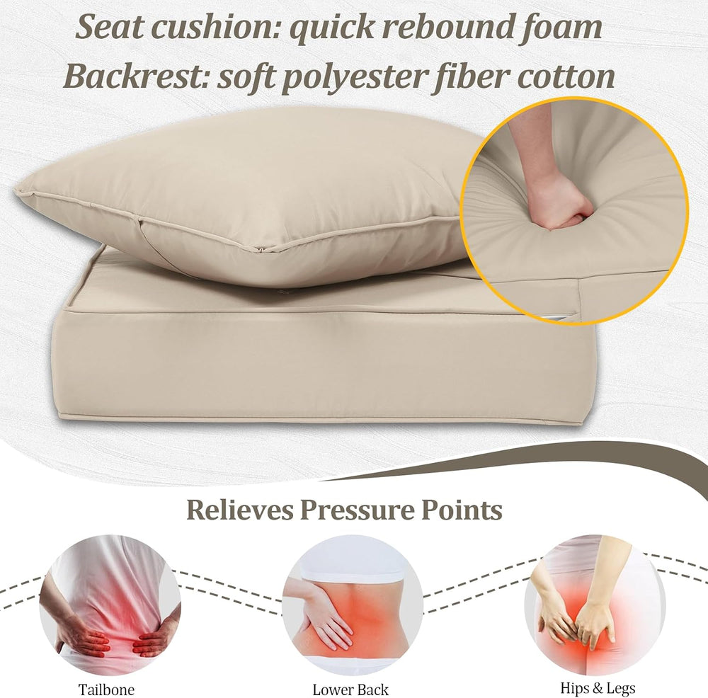 24x24“ Outdoor Deep Seat Cushions Set of 2, Patio Replacement Foam Cushions f...