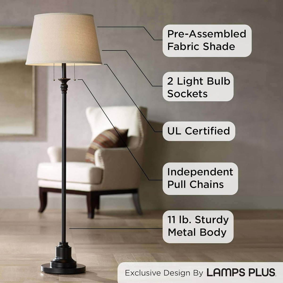 Possini Euro Design Spenser 58" Tall Oiled Bronze Traditional Floor Lamp