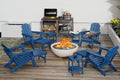 GREENVINES Adjustable Adirondack-Chairs-with-Ottoman Set of 4, HDPE, Blue