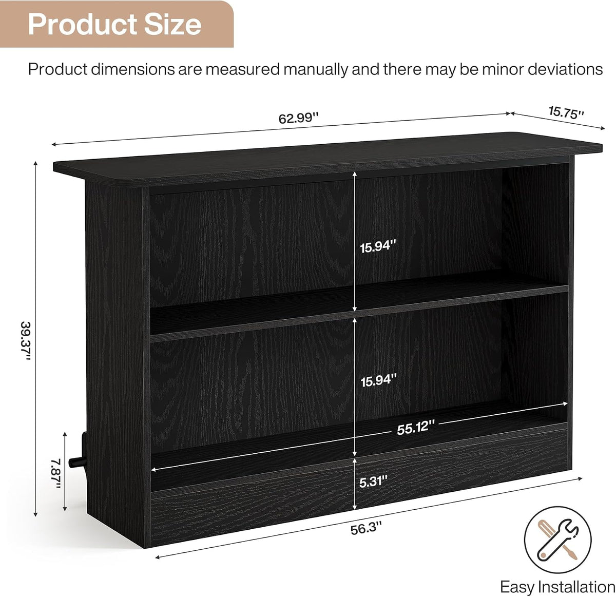 Tribesigns 63'' Bar Table, 2-Tier Bar Cabinet Pub Table with Footrest