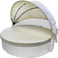 84" Round Daybed Canopy Replacement Fabric, Patio Rattan Wicker Sunbed Top Canopies Cloth Easy Installation（No Frame (Off-White, 84canopy)