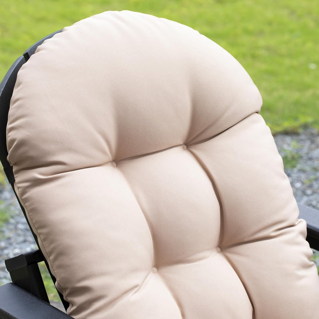 nalone 2 Pack Adirondack Cushion Rocking Chair Cushions High Back Adirondack Chair Cushion with Ties Patio Cushions for Outdoor Furniture (2 Pack, Beige)