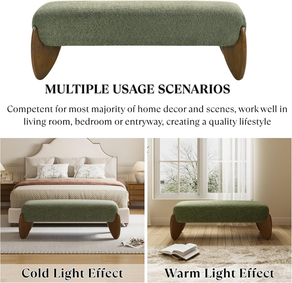 CIMOTA Modern Entryway Bench, 50" Bedroom End of Bed Bench, Green