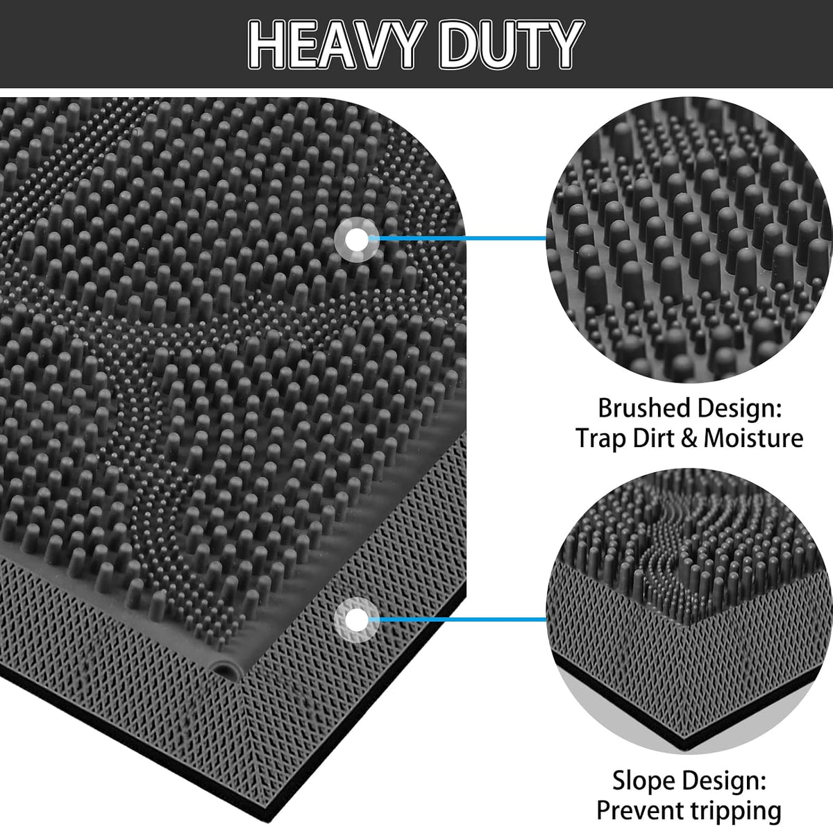 FRAMICS Front Door Mat Outside Entrance, Rubber Door Mats Welcome 24"x36"