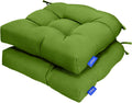 Outdoor Tufted Wicker Cushions Seat Cushions for Patio Furniture Set of 2, 19x19 Outdoor Chair Cushions Water Resistant Patio Cushions with Ties for Wicker Chair (Grass Green)