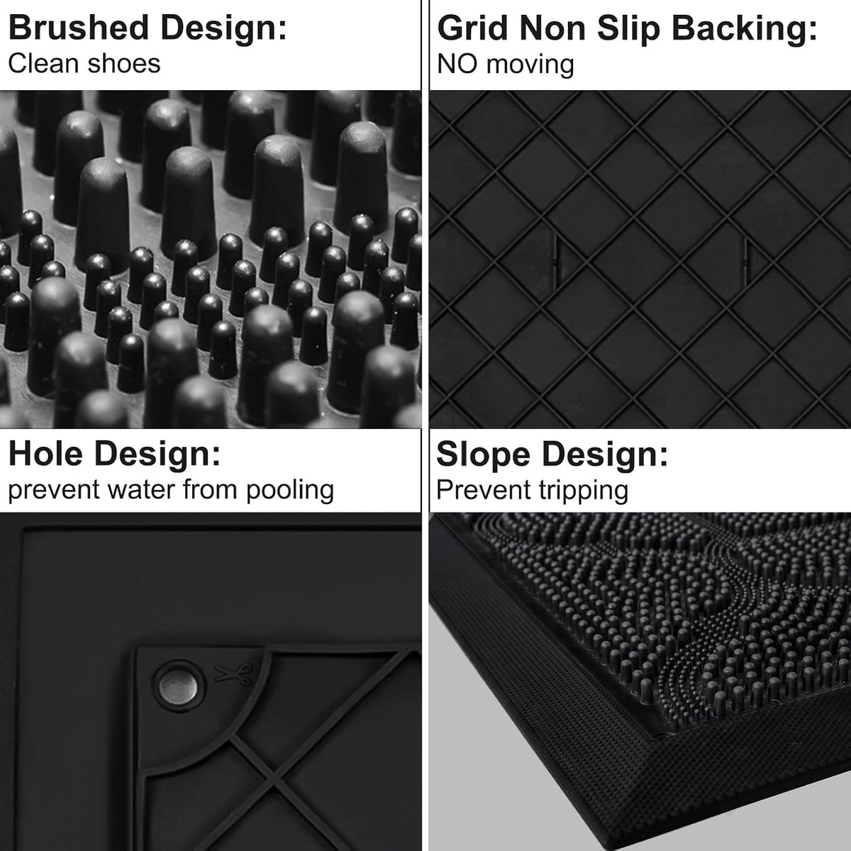 FRAMICS Front Door Mat Outside Entrance, Rubber Door Mats Welcome 24"x36"