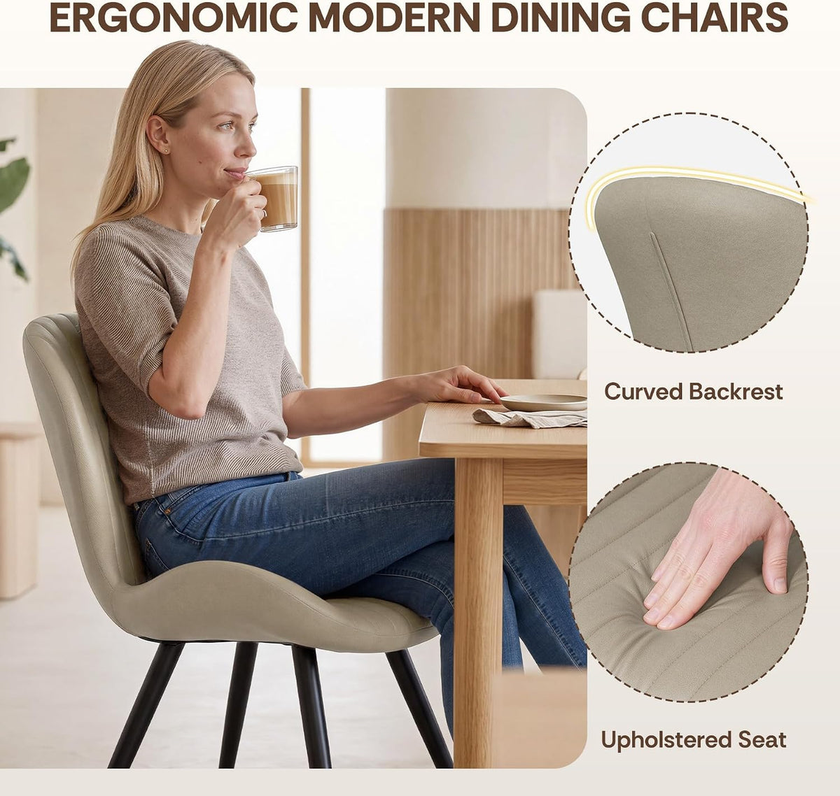 nalupatio upholstered dining chairs set of 2, dining showing dimensions