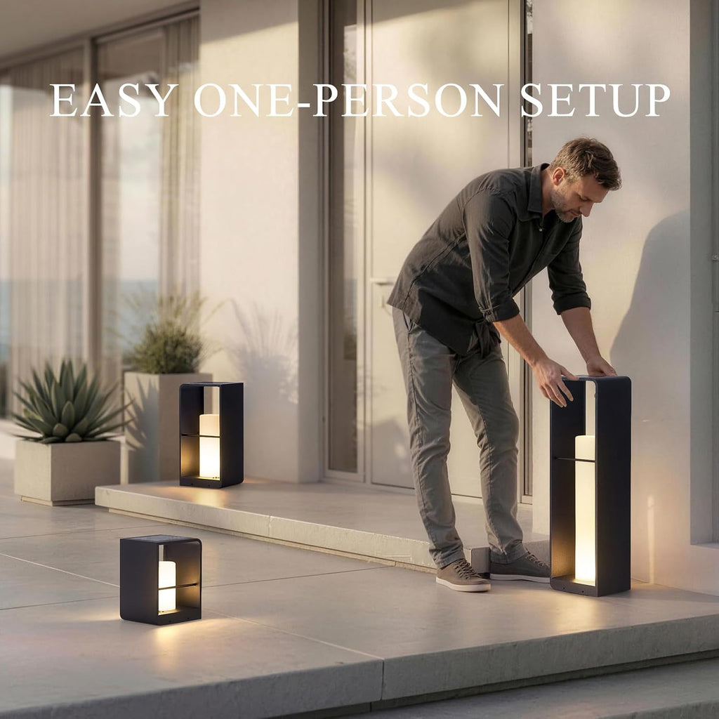 Modern Floor Lamp with Remote, Dusk to Dawn Outdoor Solar Lanterns