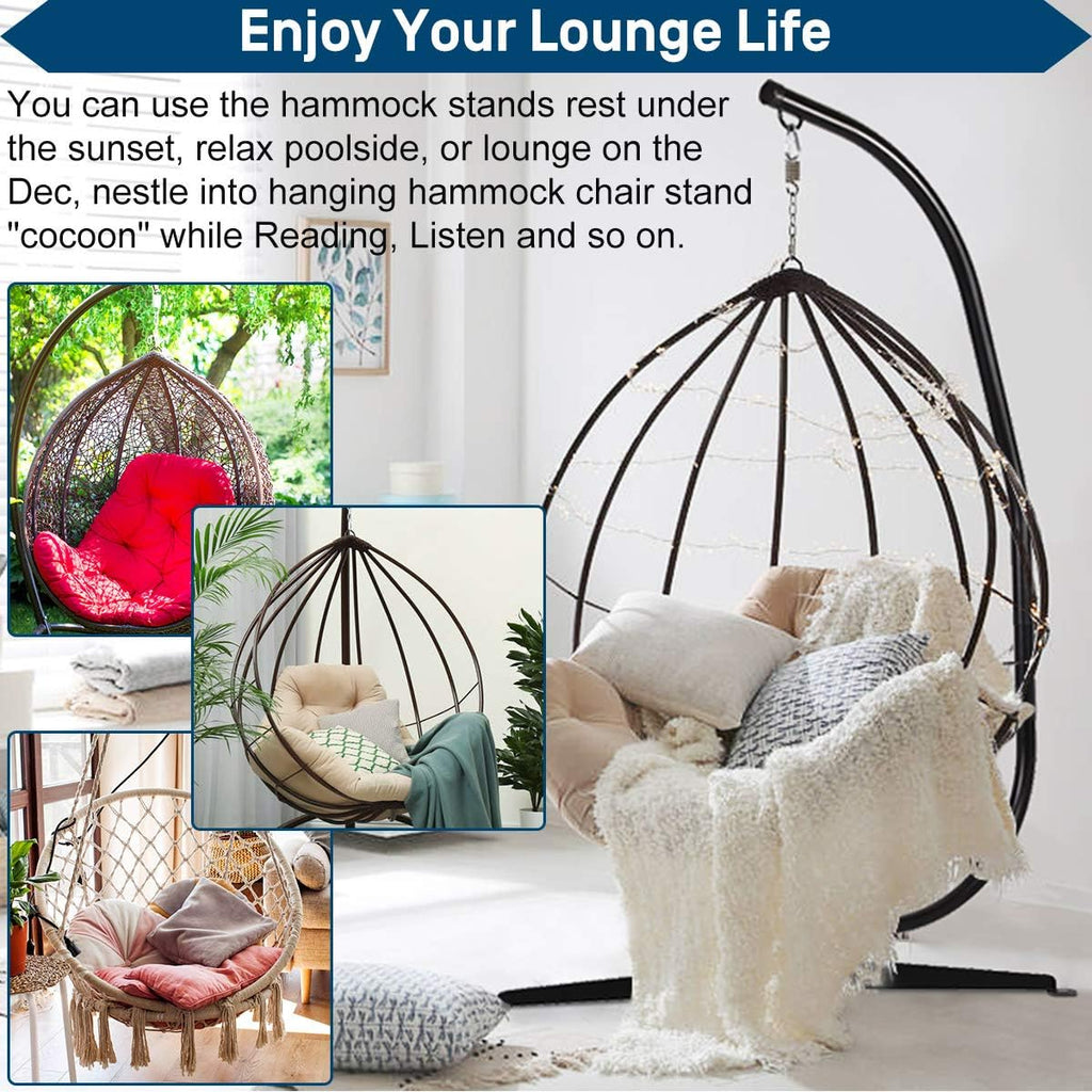 Hammock Chair Rack Portable Heavy Duty Solid Steel Holder Outdoor Indoor Hanging Chair Frame C Mount for Air Porch Swing Chair w/Weatherproof Finish,Offset Base,360 Degree Rotation-10set