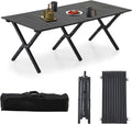 BOOSDEN Aluminum Roll-up Camping Table, Portable Low Picnic Table with Bag