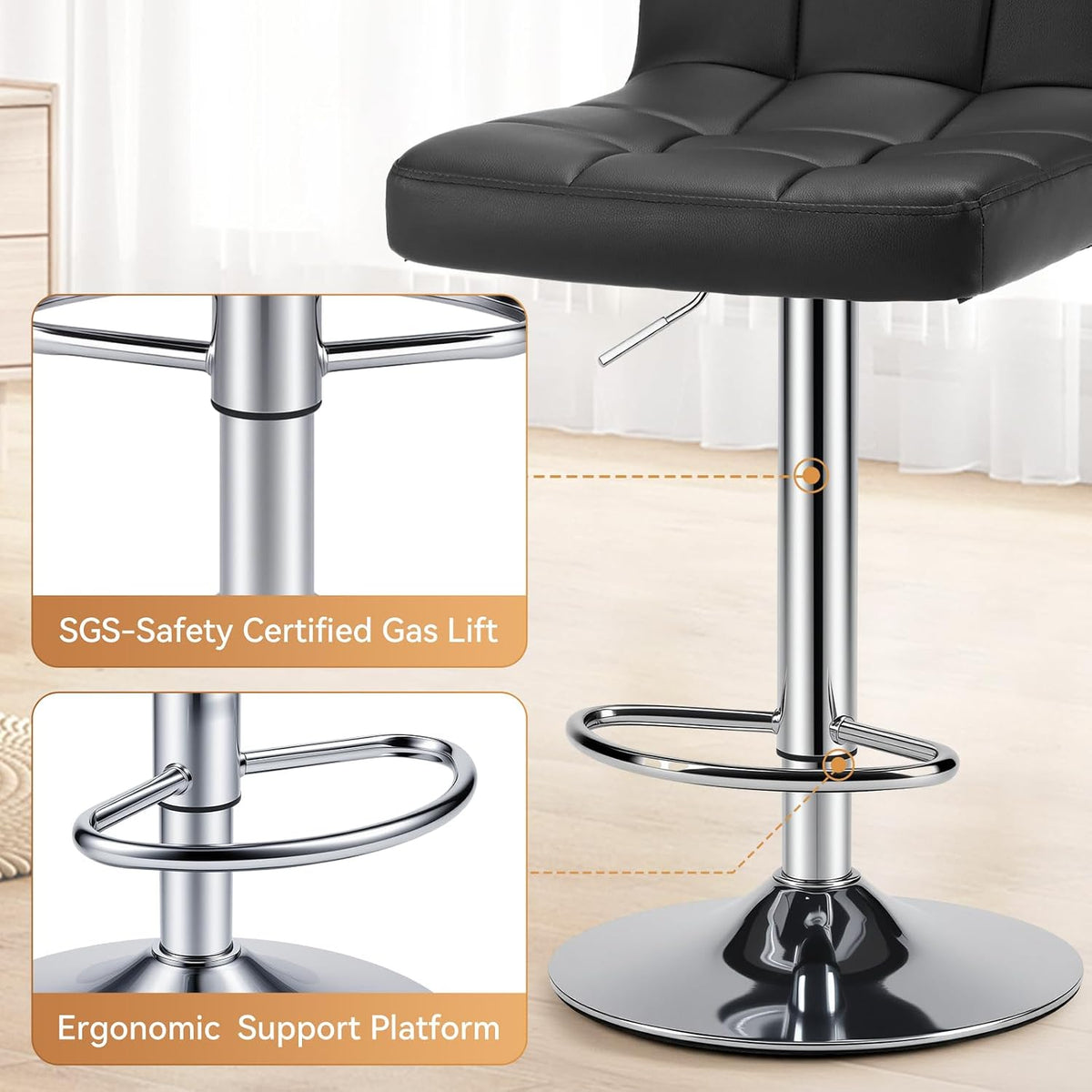 OLIXIS Bar Stools Set of 2, 24" Counter Height Bar Chairs for Kitchen