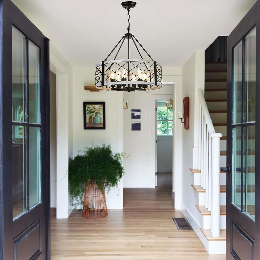 6-light 22.5'' farmhouse chandelier for dining room light, package contents