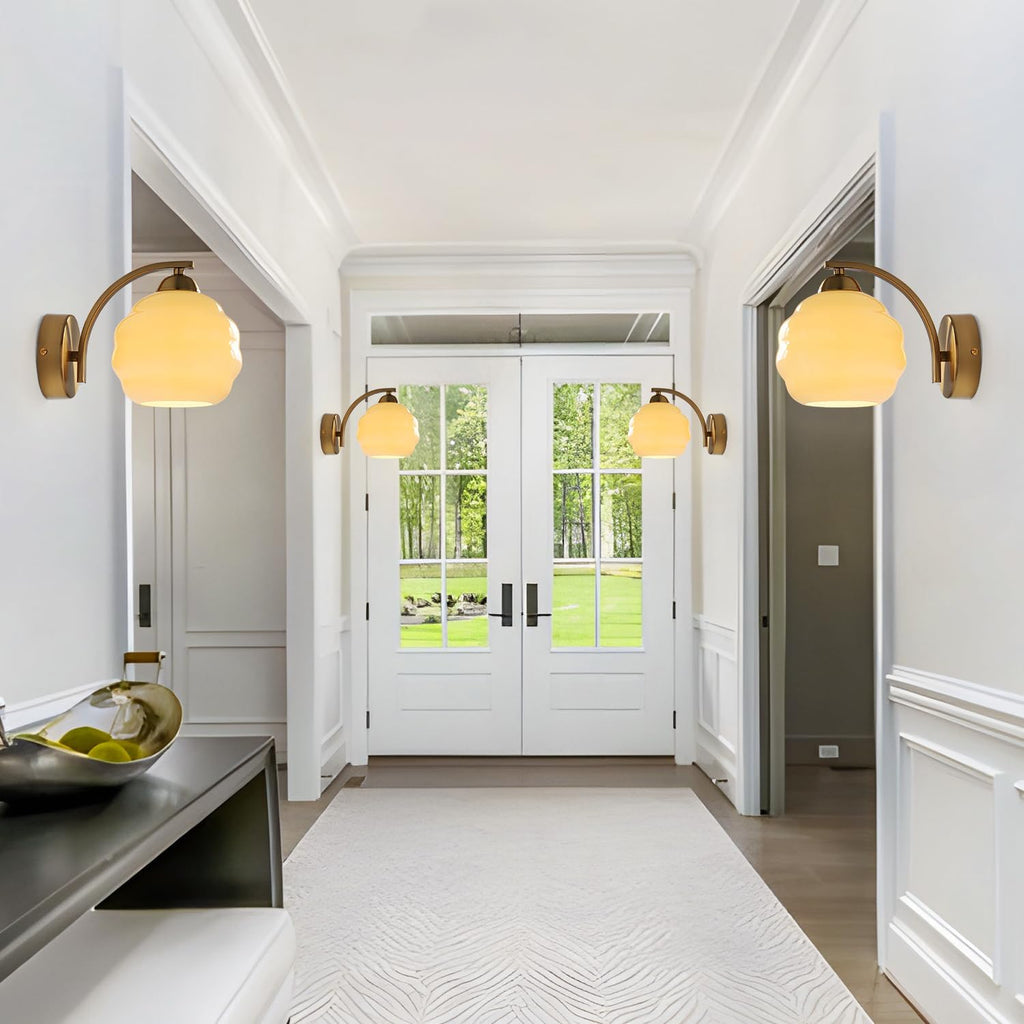 Mid Century Modern Gold Wall Sconce Glass Sconces Wall Lighting Bathroom Vanity Light Fixtures Globe Wall Lamp Bedroom Wall Lights for Living Room Bedroom Hallway Foyer