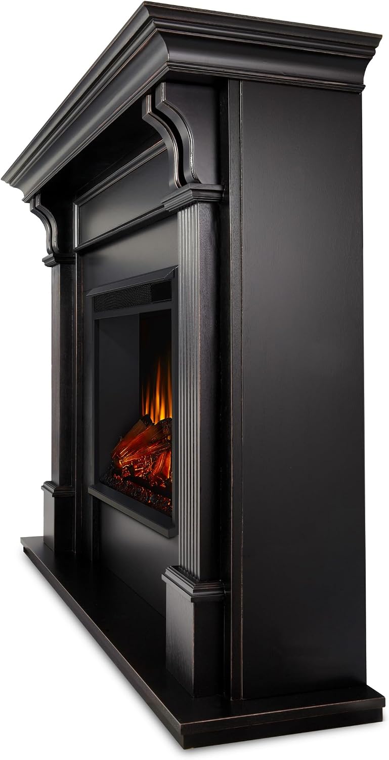 Real Flame Ashley 48" Electric Fireplace with Mantel for Living Room or Bedroom, Replaceable Fireplace Insert Heater, Realistic Log and Flame Effect, Remote Control, Timer