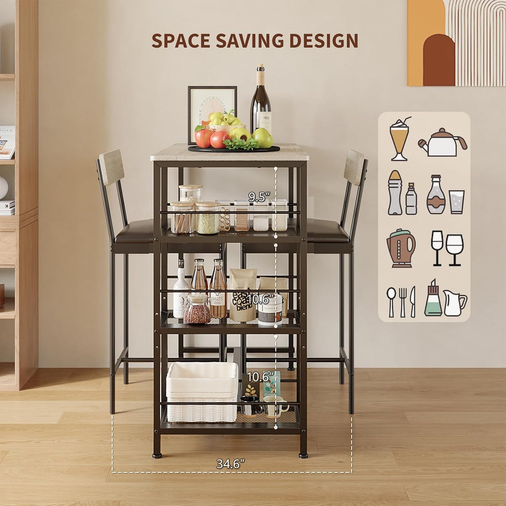 3-piece counter height dining set for 2, small, side view