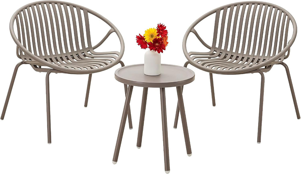 Werph 3-Piece Outdoor Bistro Table and Chairs Set for Backyard & Deck, Grey