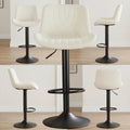 Bar Stools Set of 2, Swivel Adjustable Barstools with Backs, Beige