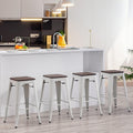 26" Backless Metal Bar Stools Set of 4 (Cream White)