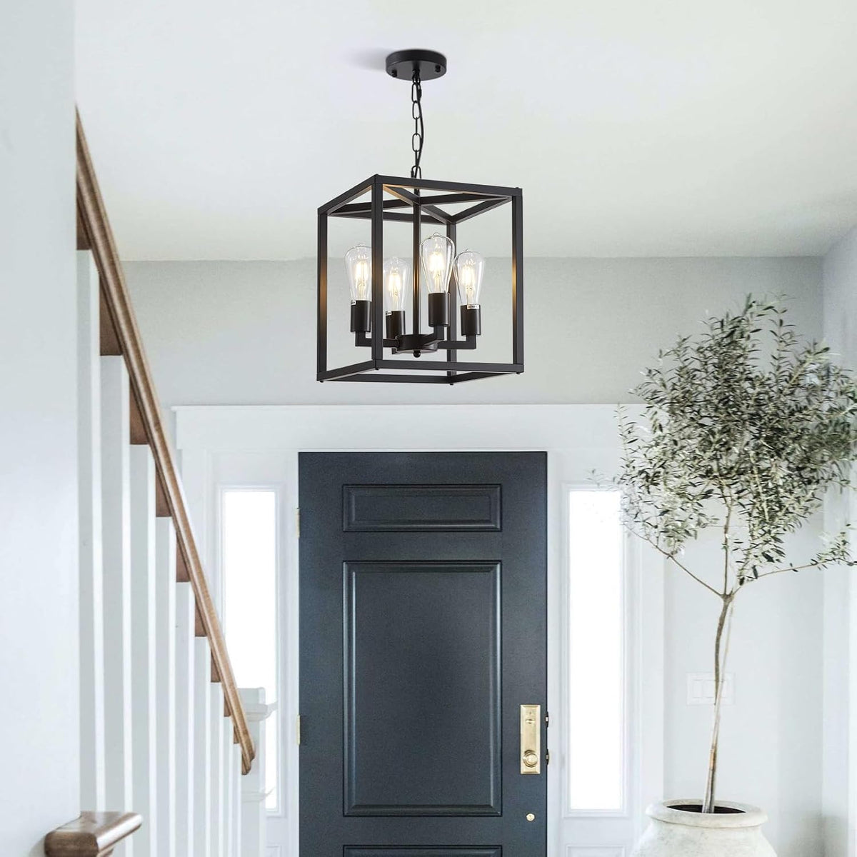 lanhall 4-light farmhouse chandelier fixture rustic industrial pendant on a desk or shelf