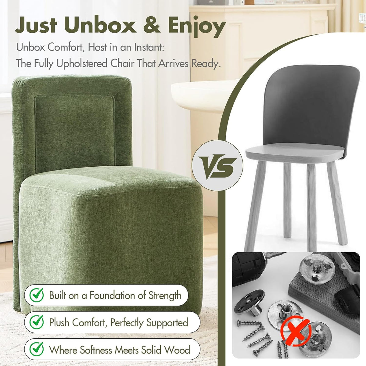 Hyfirm Upholstered Dining Chairs Set of 4, No Assembly Reception Chairs